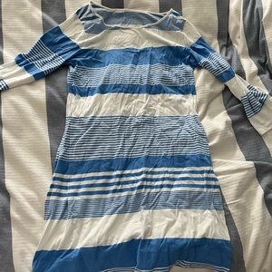 Lilly pulitzer dress L long sleeve blue and white Marlowe Boatneck t-shirt dress